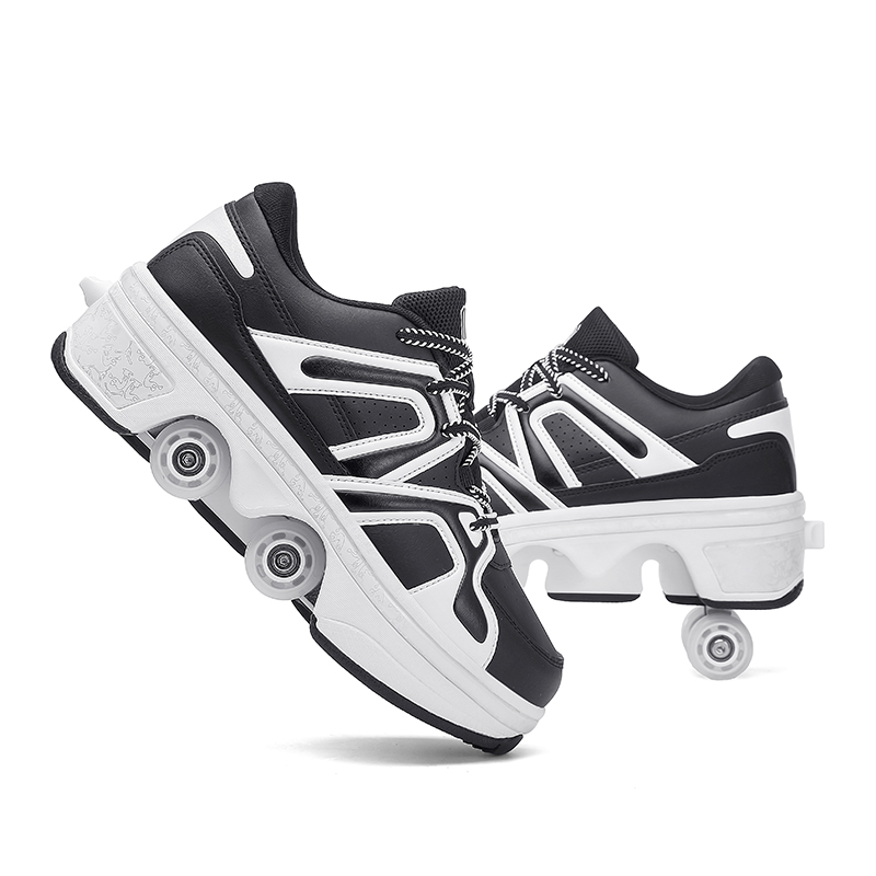 黑酷大四轮一键收放暴走鞋