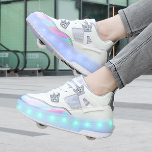 新款充电带灯暴走鞋双轮爆走鞋轮子鞋溜冰鞋轮滑鞋男女学生款