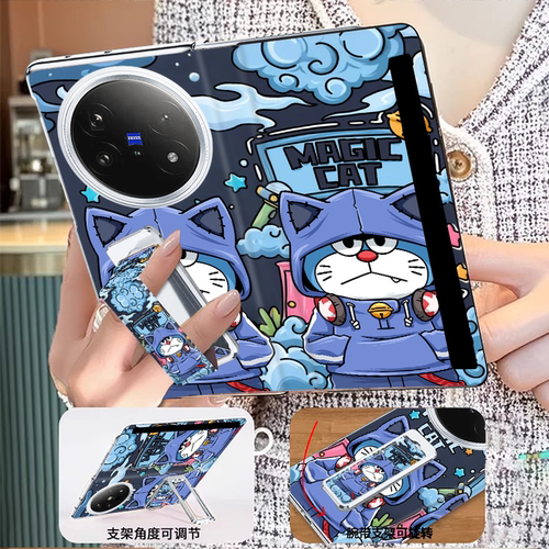 翻盖腕带支架vivoxfold6手机壳新款折叠屏xfold5动漫卡通可爱女款xfold3哆啦A梦高级感磁吸一体全包防摔