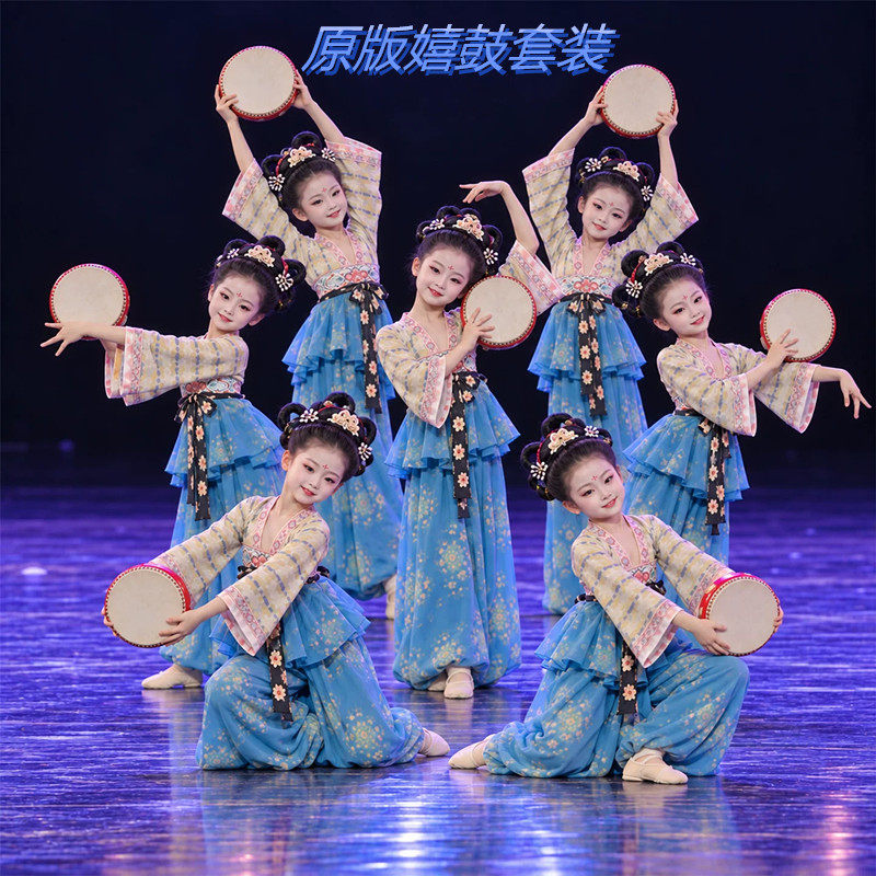女童采茶汉服舞蹈演出服