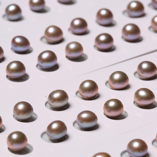 6mm无瑕近圆珍珠配对真多麻怪色高光散珠无核淡水可定制耳饰 BFP