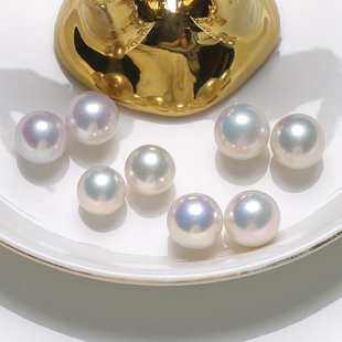 10-14mm天然爱迪生珍珠配对散珠5A赛澳白极光正圆配对定制耳坠BHA