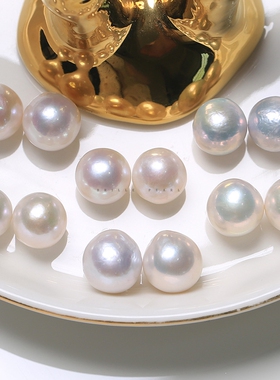 11MM白巴皱巴糖纸巴微瑕天然淡水珍珠配对散珠冷光饱满不规则 BGU