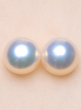 7mm馒头珠国货之光毕业级天花板配对无暇极光淡水无核背后半孔BEY