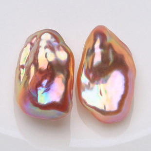 天然淡水异形巴洛克珍珠散珠金属色配对炫彩怪色石头耳钉耳坠BEI