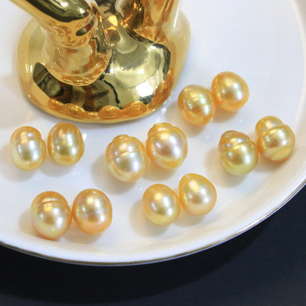 7-15mm南洋金珠巴洛克配对散珠天然海水珍珠浓金不规则微瑕可定制