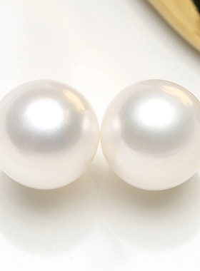 【无核正圆无暇配对】8mm白色天然淡水珍珠极光定制耳钉耳坠 BKS