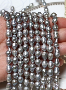 【清库存】天然淡水AK珍珠6mm真多麻强光巴洛克不规则半成品链SDW