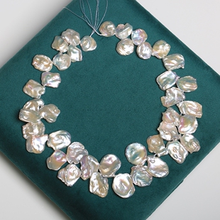 5A无核野生极光28孔大花瓣半成品链条天然淡水巴洛克珍珠41cm SCQ