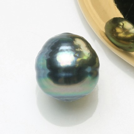 【螺纹大溪地】7mm天然海水孔雀绿巴洛克黑珍珠散珠裸珠可定制BNL
