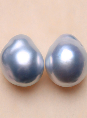 6A毕业极蓝血澳白天然海水银蓝冷光巴洛克珍珠绝绝子裸珠配对BES