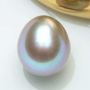 约9mm天然淡水珍珠5A极光灰色铂金灰米形散珠BSH 真多麻水滴