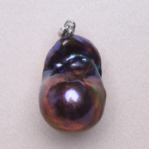 淡水孔雀绿巴洛克异形珍珠吊坠 s925银怪色项链吊坠不规则珍珠PZJ