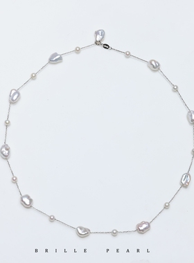 【满天星】独家5A天然淡水巴洛克极光ak双拼锁骨链叠戴s925银NAP