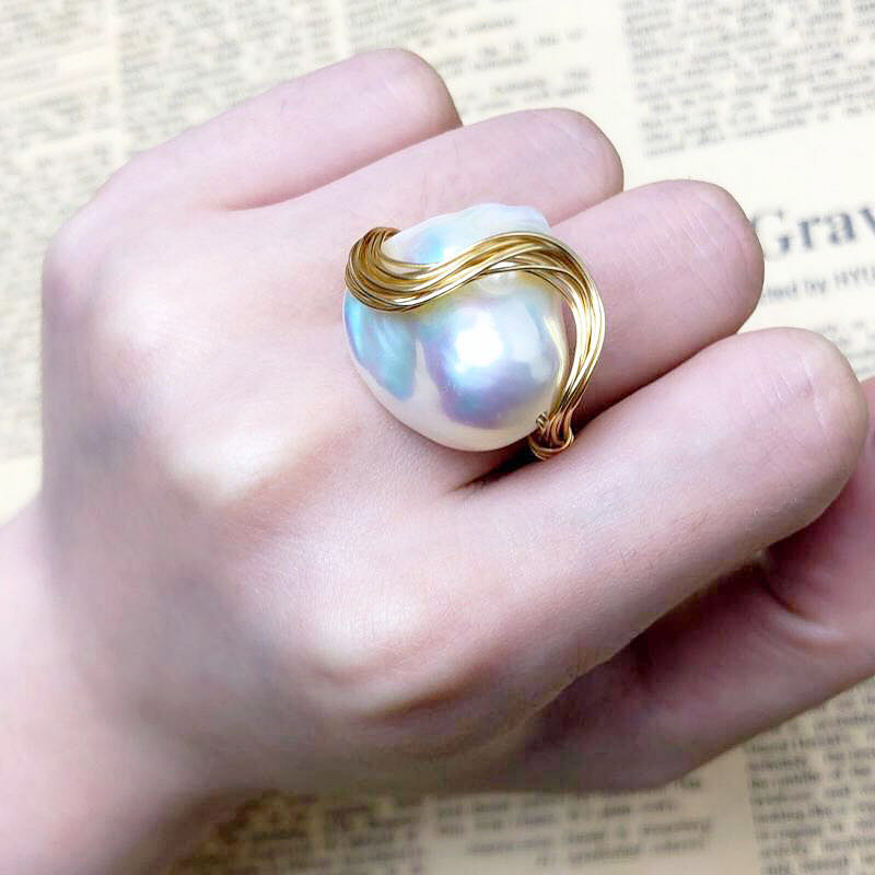 创意巴洛克戒指手作 14K注金绕线珍珠手饰 天然极光巴洛克异形珠在类目 珠宝/钻石/翡翠/黄金, 天然珍珠（新）, 手饰中 - 来自Buy2taobao.com提供专业的淘宝代购服务