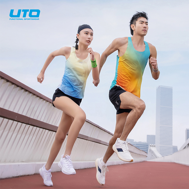 UTO悠途马拉松跑步背心女男零感拼接透气t恤专业训练比赛无袖背心