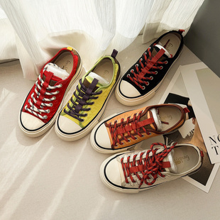 歌诗茵低帮鞋女2026新款春季透气休闲鞋百搭厚底拼色运动板鞋ins