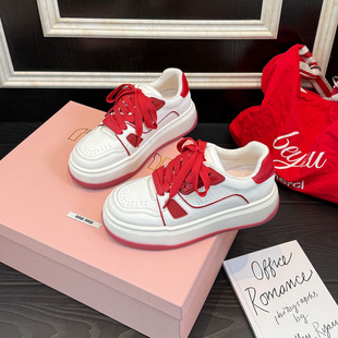 歌诗茵真皮小白鞋女2026新款春季学生板鞋百搭时尚增高运动休闲鞋