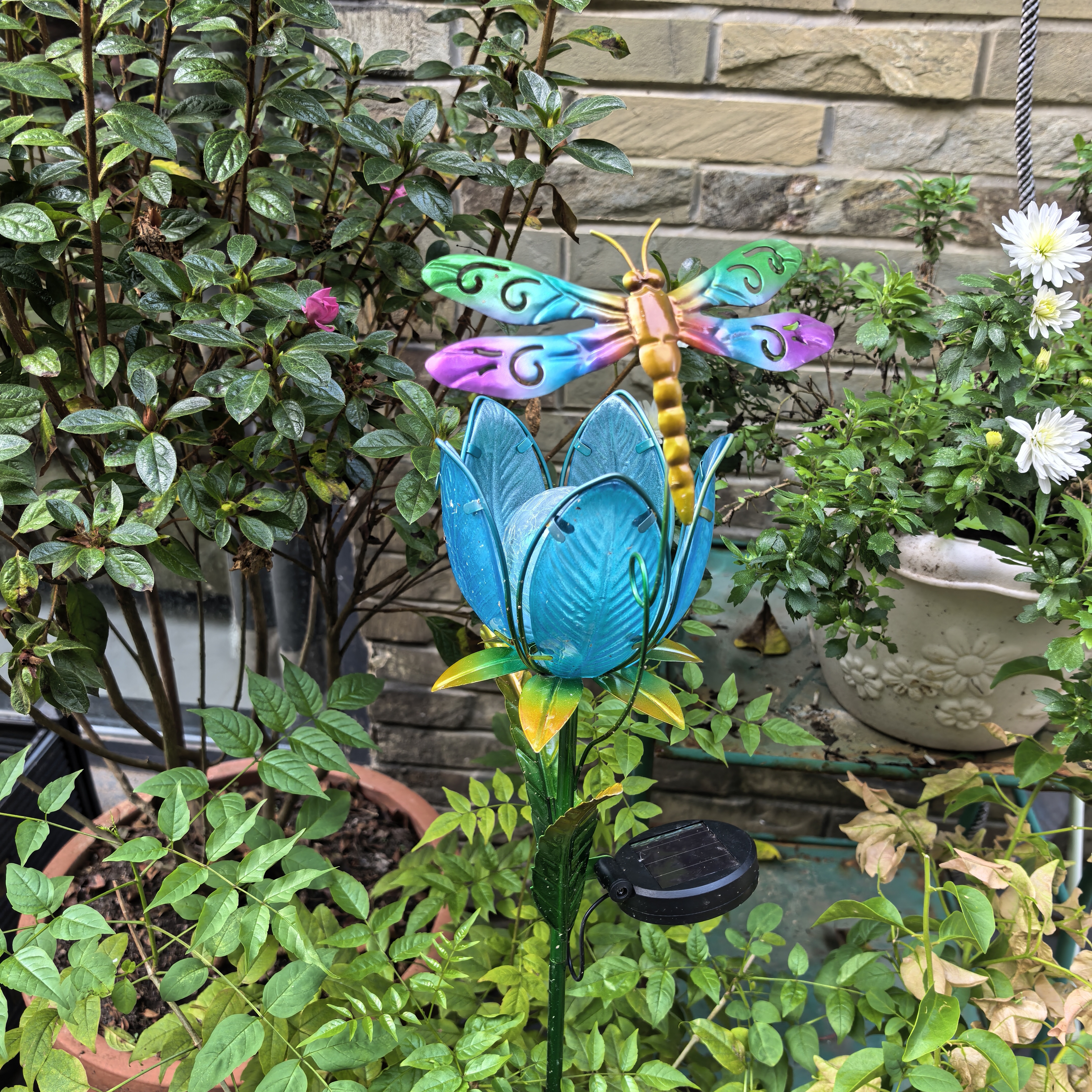 太阳能蜻蜓花朵庭院摆件