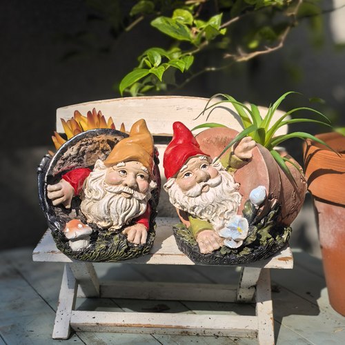 树脂小矮人精灵多肉花盆花园户外装饰摆件庭院摆件氛围感露台装饰