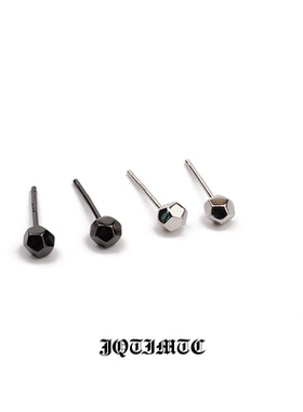 JQTIMTC《stone》S925纯银耳钉男女黑色简约基础款中性风耳饰品