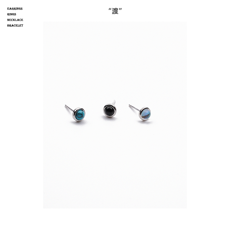 通体s925纯银月光石耳钉