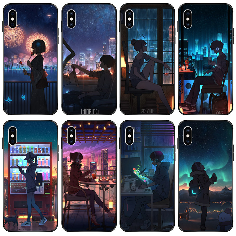 动漫人物星空风景手机壳来图定制卡通适用苹果13华为小米vivooppo