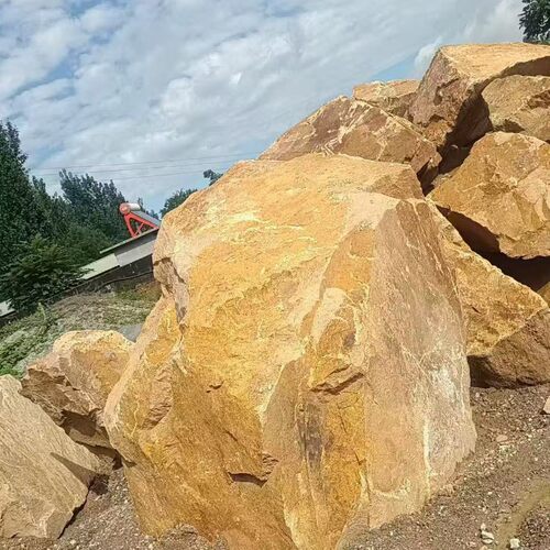 柏坡黄景观石原石柏坡黄置石景墙太行金地铺石柏坡黄假山碎拼石