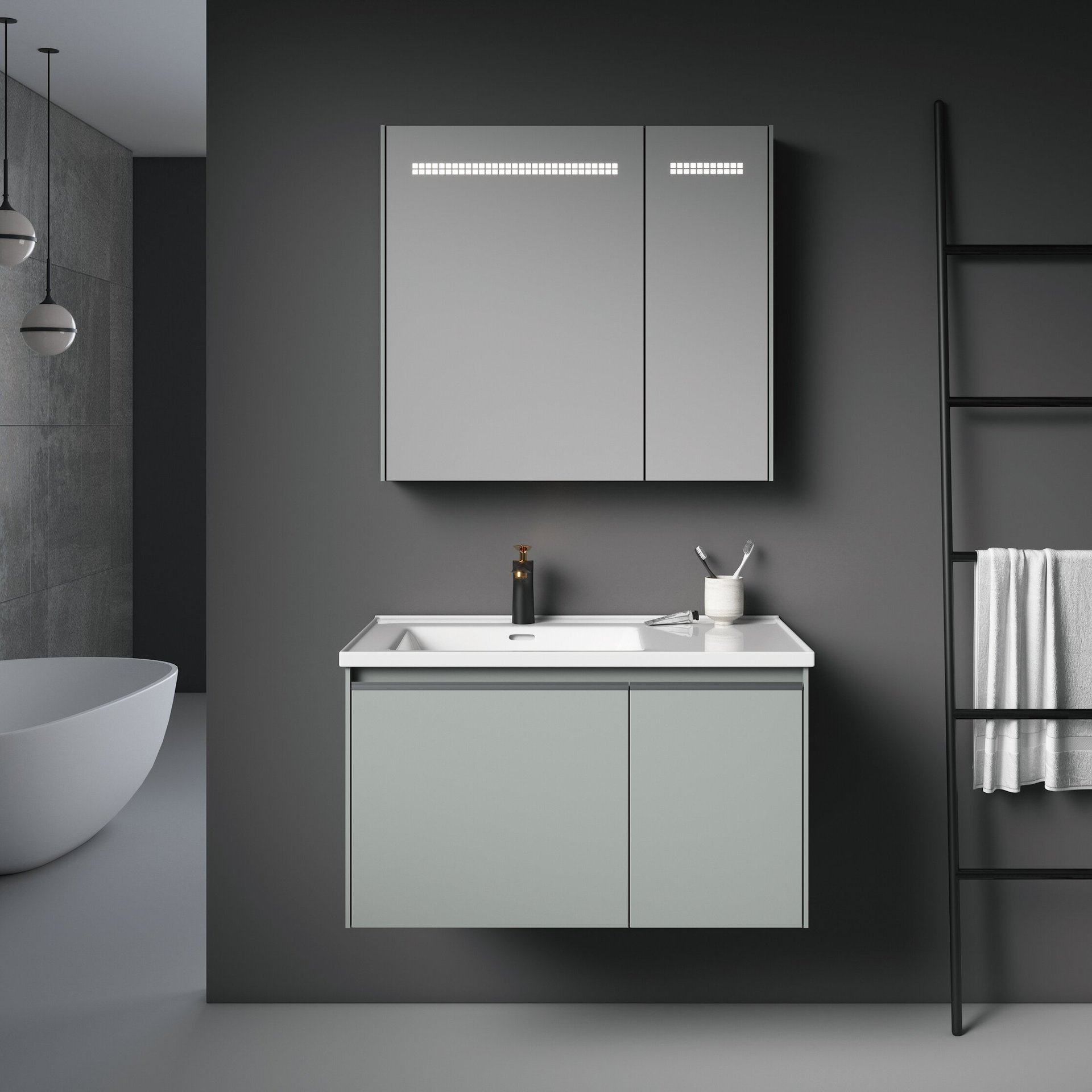 陶瓷一体盆不锈钢无缝拼接浴室柜组合卫生间洗漱台简约洗脸手盆.