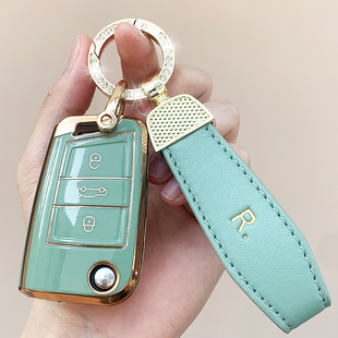 适用大众20/21款朗逸PLUS钥匙套全新速腾宝来车匙外套金边时尚扣