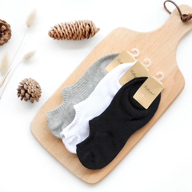 collocation春夏运动船袜纯色男女情侣袜收腰短袜袜子