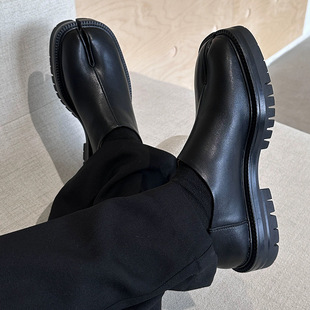 tabi小众设计一脚蹬分趾鞋低帮男女个性套脚马蹄鞋潮猪蹄鞋德比鞋