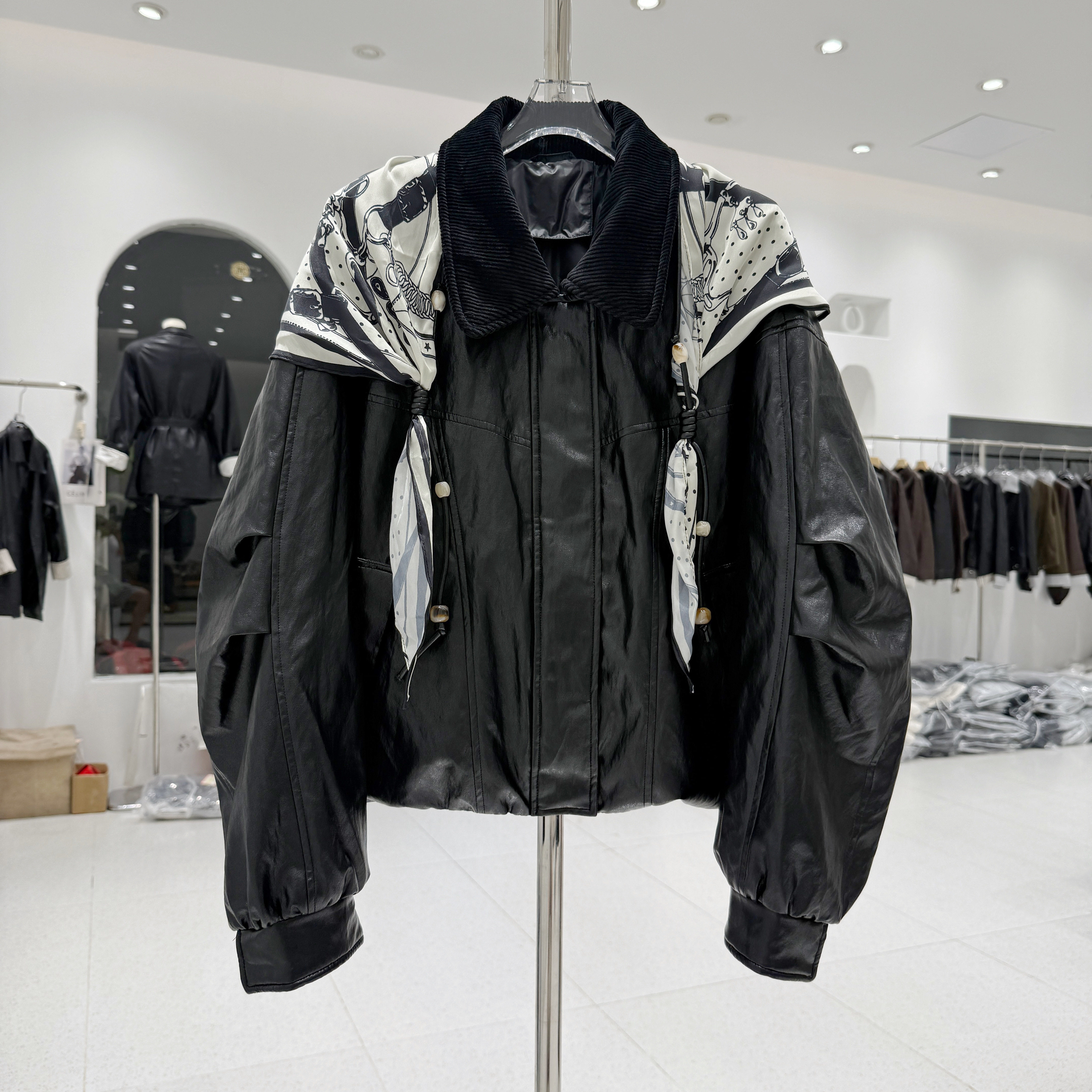 欧货高端PU皮皮衣羽绒服95白鸭绒