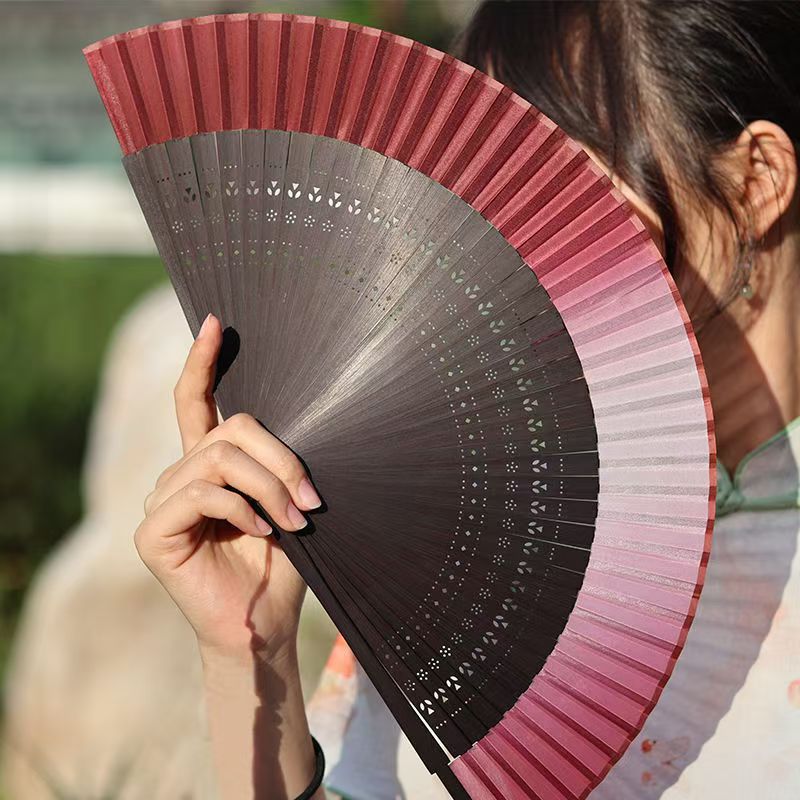 中国风女士扇子巧随身舞蹈汉服折扇 古典旗袍折叠扇子晨袍折扇