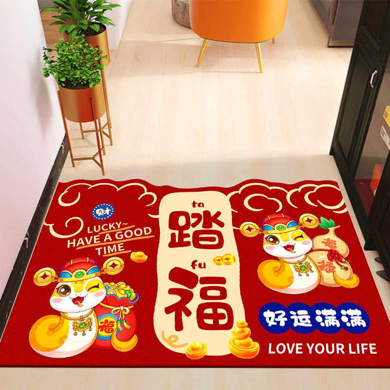 2025蛇年地垫新年硅藻泥吸水垫浴室卫生间门口防滑速干红色地垫