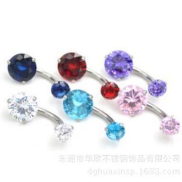 亚马逊锆石耳钉人体穿刺带球耳骨钉锆石肚脐钉外贸