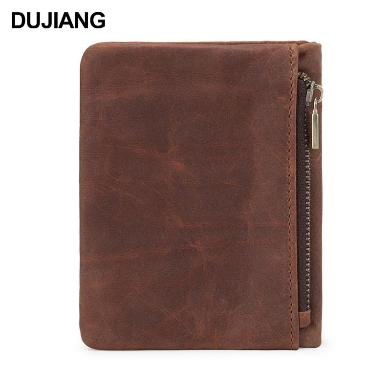 跨境新款疯马皮钱包男士高级感短款复古男包多卡位拉链真皮钱包