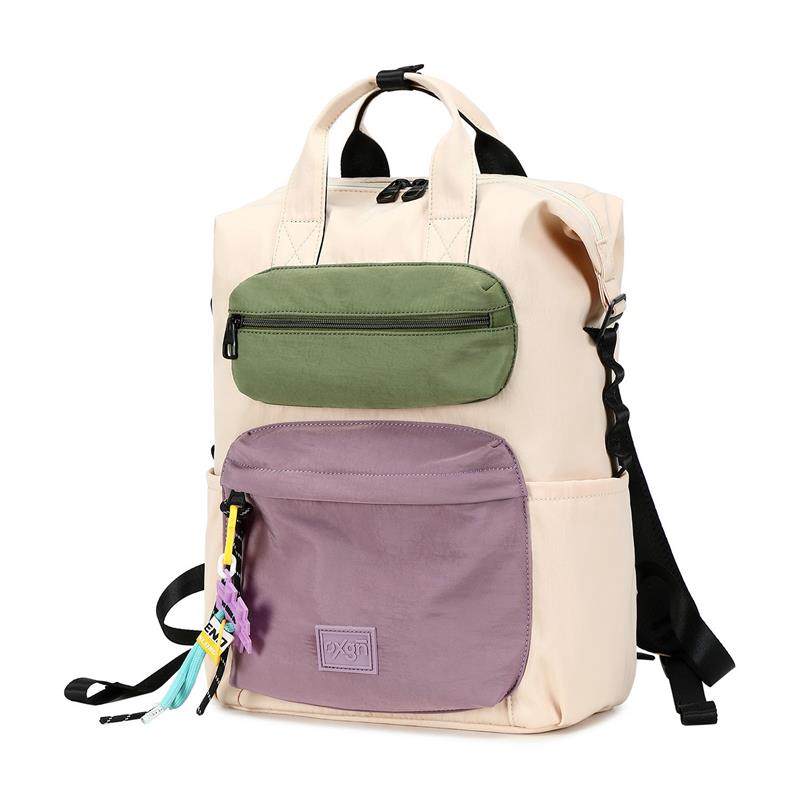 撞色双肩包大学生书包女大容量电脑包防水轻便户外旅行登山双肩包