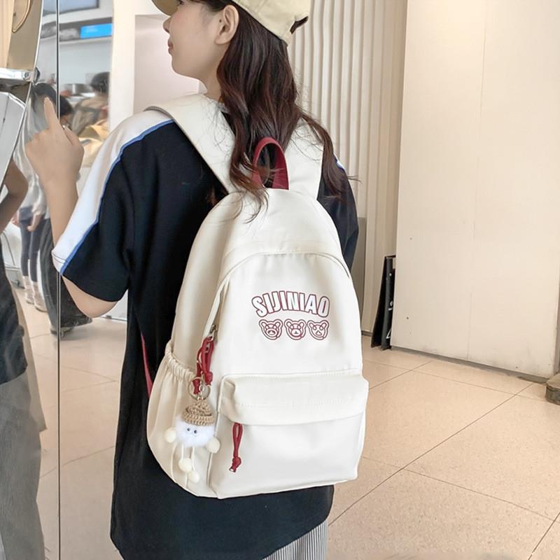 韩国ins学院风可爱小熊双肩包女 日系原宿古着感少女书包旅行背包