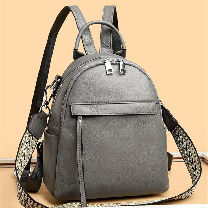 跨境2025新款头层牛皮防盗包百搭真皮包女士双肩包户外旅行背包包