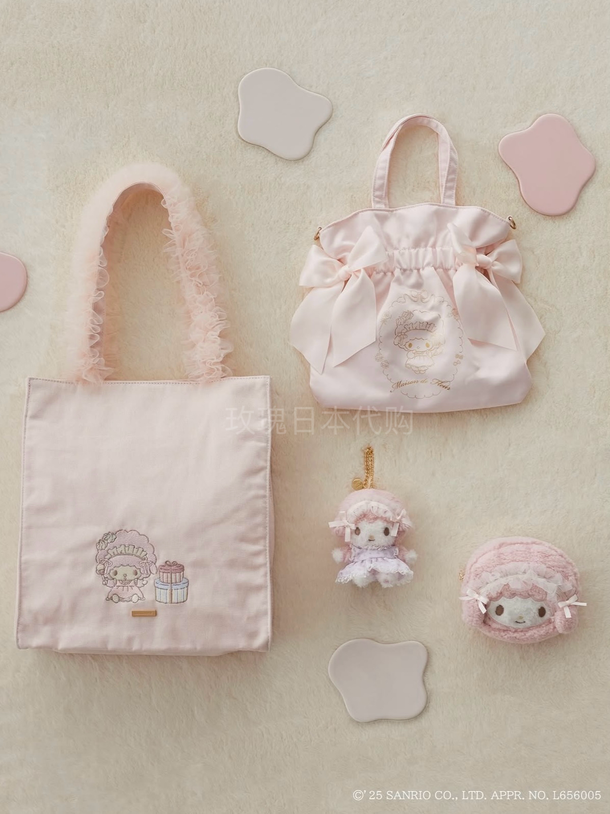 玫瑰日代maison de fleur三丽鸥小羊piano蛋糕蝴蝶结缎面毛绒包包