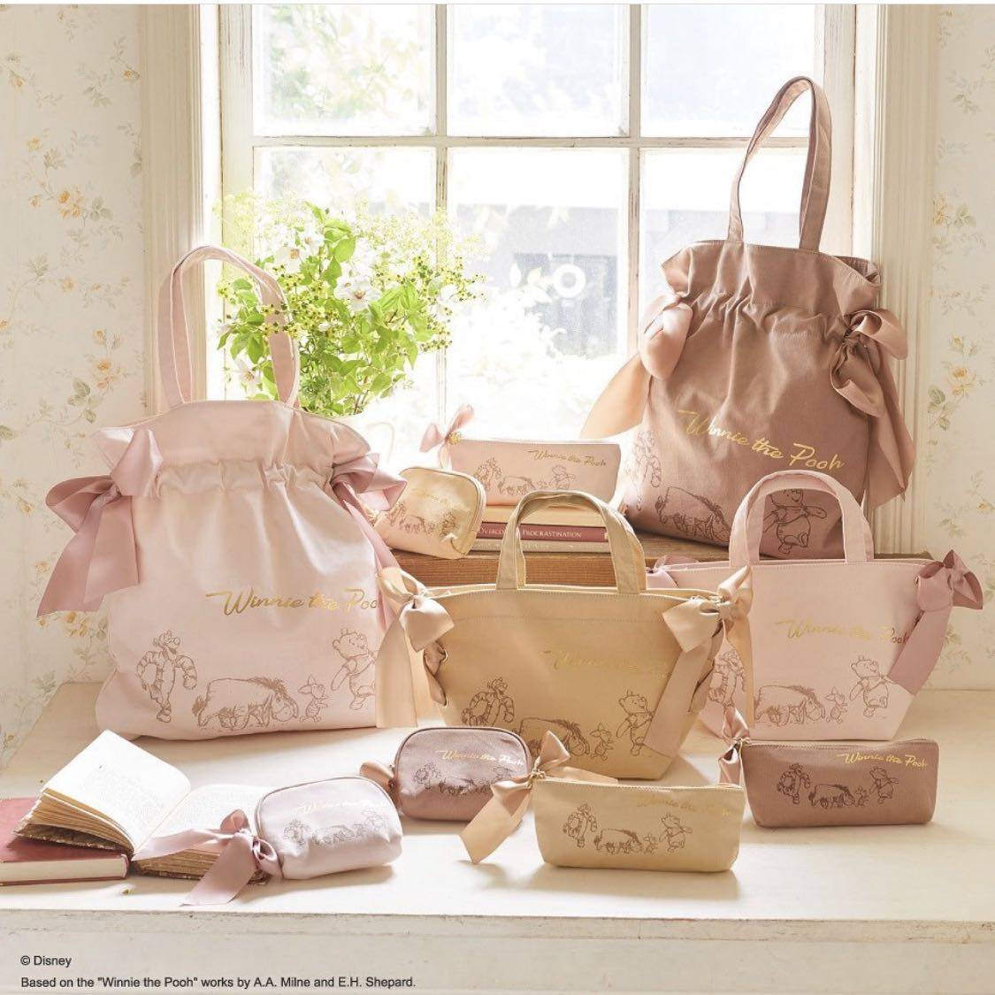 玫瑰日代现货 Maison de Fleur 小熊维尼帆布单肩包笔袋手机壳