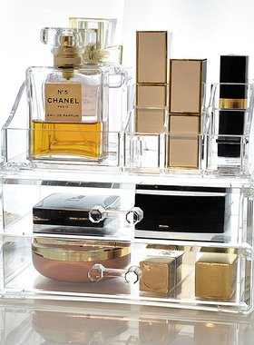 梳妆台化妆品收纳盒小号抽屉式口红彩妆粉底桌面置物架