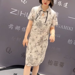 显瘦胖MM大码 旗袍连衣裙潮 韩版 9255芮娜依莲夏季 修身 短袖 新款 女装