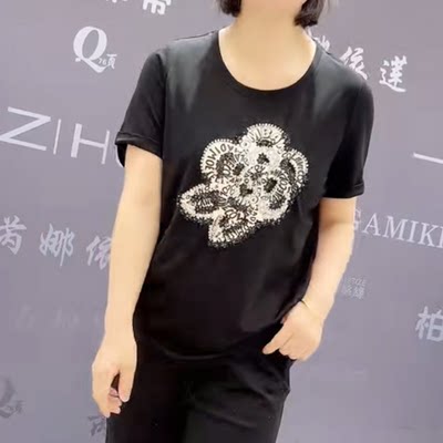 9626芮娜依莲夏季新款韩版宽松显瘦胖MM大码女常规款短袖圆领T恤