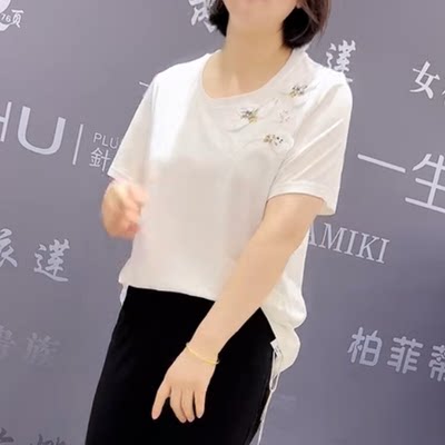 6163芮娜依莲夏季新款韩版宽松显瘦胖MM大码女常规课短袖圆领T恤