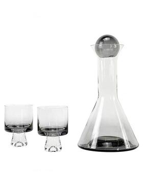 ins现代简约欧式轻奢水晶烟灰色金色酒具酒杯摆件样板房软装饰品