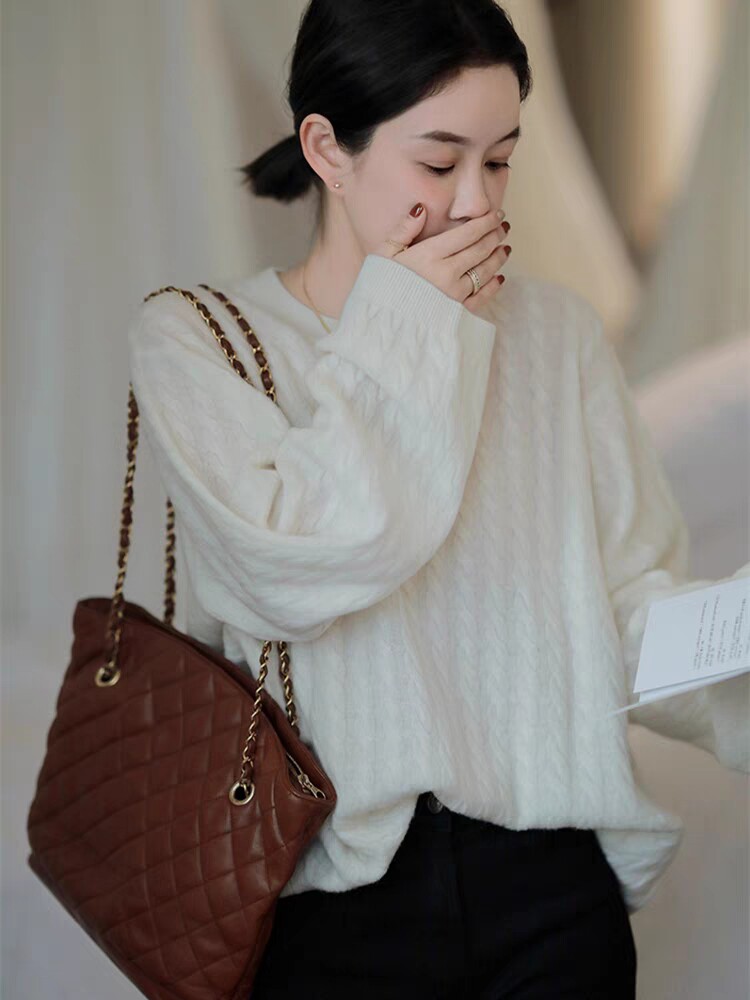重磅加厚羊毛衫套头麻花长袖打底毛衣针织衫女新款秋冬羊绒衫内搭