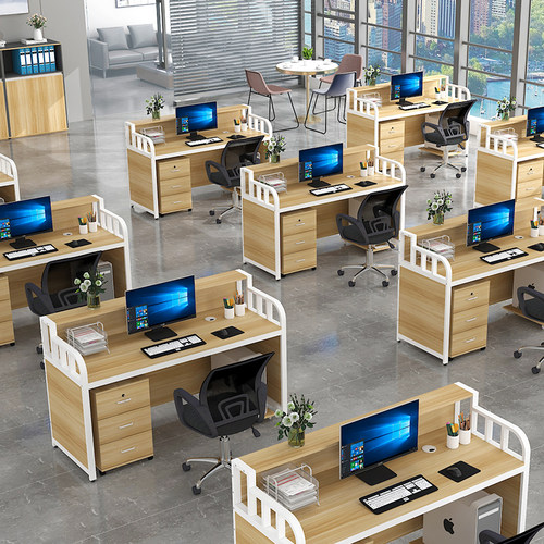 办公桌屏风单人员工电脑桌组合六位简约讲桌学校办公室职员工作位