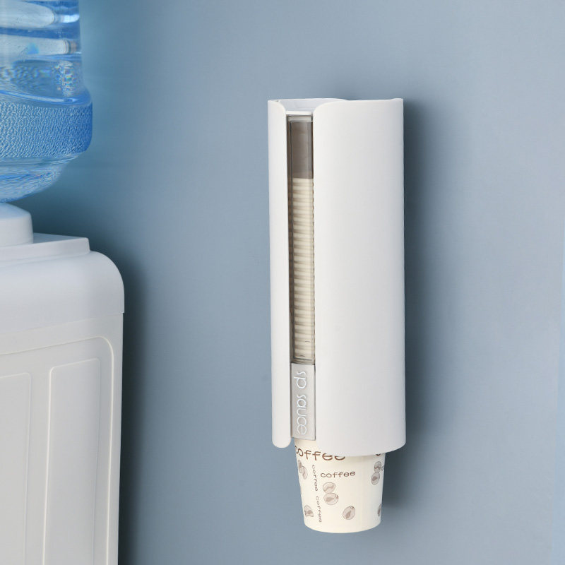 一次性水杯取杯器免打孔挂壁式纸杯桶收纳置物架塑料饮水机杯子架